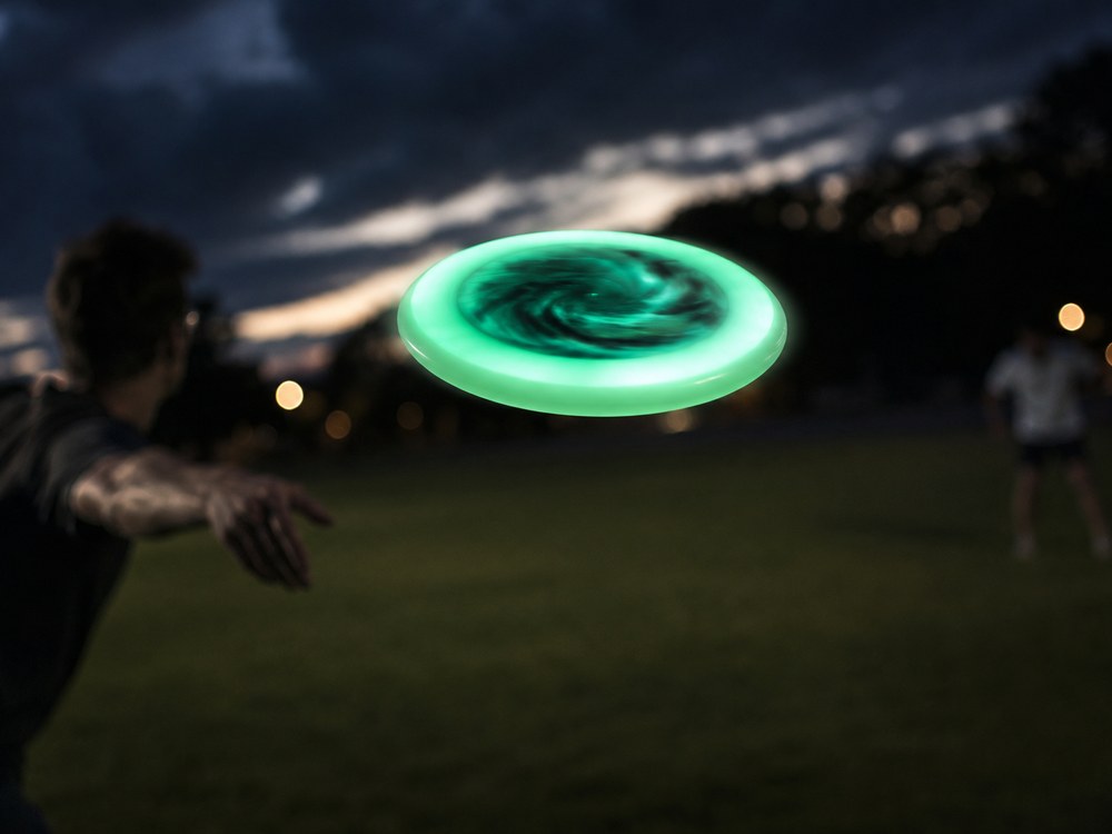 Custom printed glow-in-the-dark frisbee