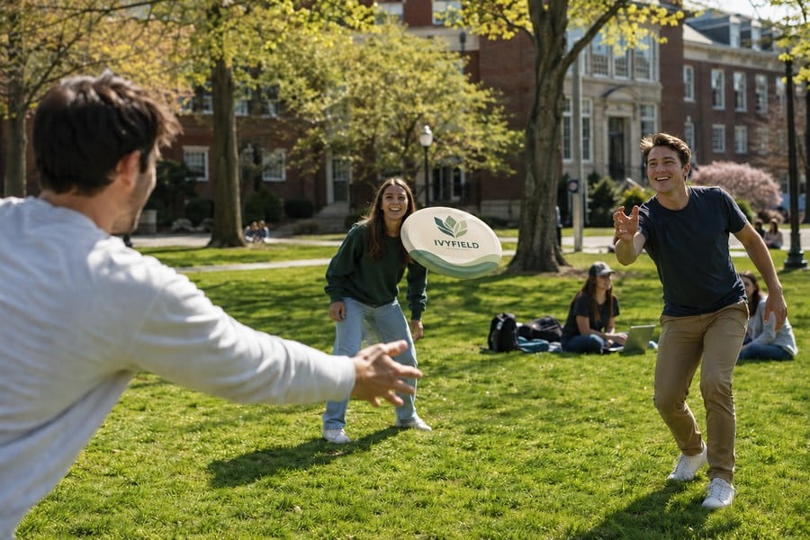 Custom printed frisbee branded for college campuses & greek life